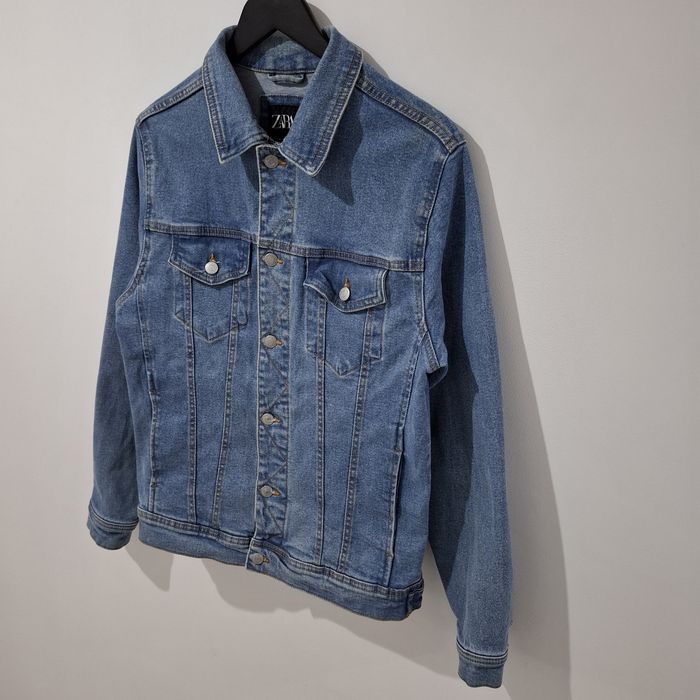 Jacheta din blug denim Zara marime M albastra, bumbac