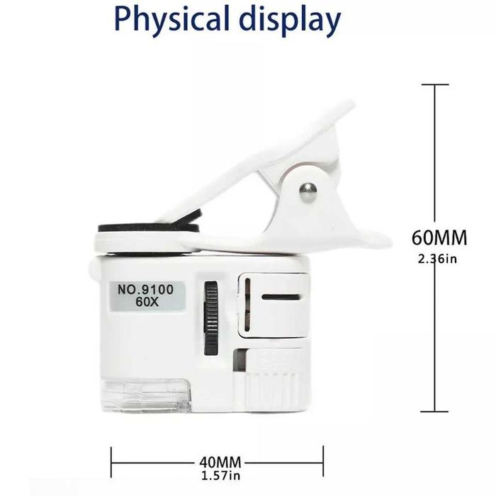 Microscop pentru telefon mobil 60, 100X Microscop de buzunar