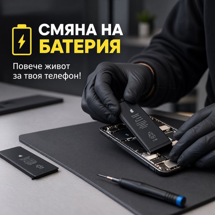 Смяна на батерии Iphone 11/12/13/14/15/16/17 Pro, Pro Max, mini, Plus