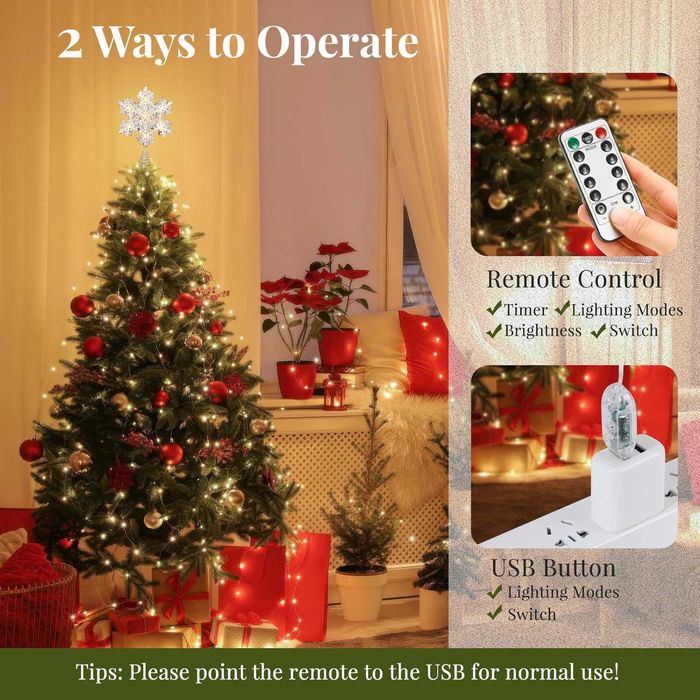 Vârf brad LED fulg Lewondr – 20 LED, USB*