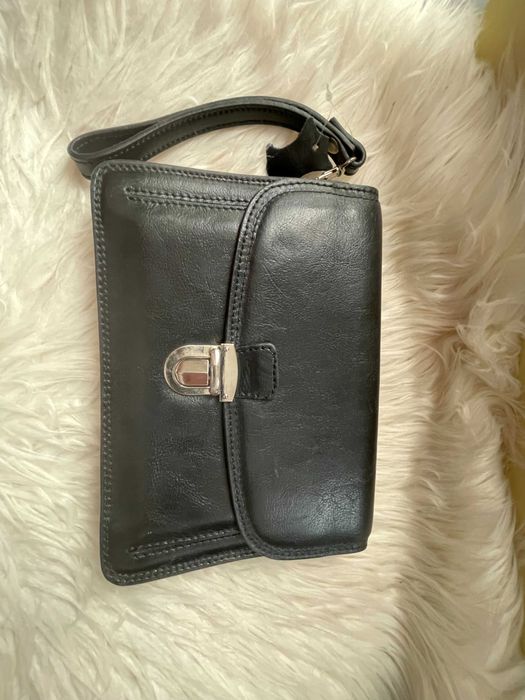 Borseta de mana Office Piele Neagra Veritabila ( Noua ) 20 cm x 16 cm