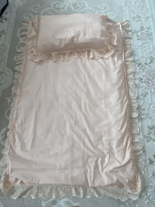 Set lenjerie pat fetițe culoare roz piersica