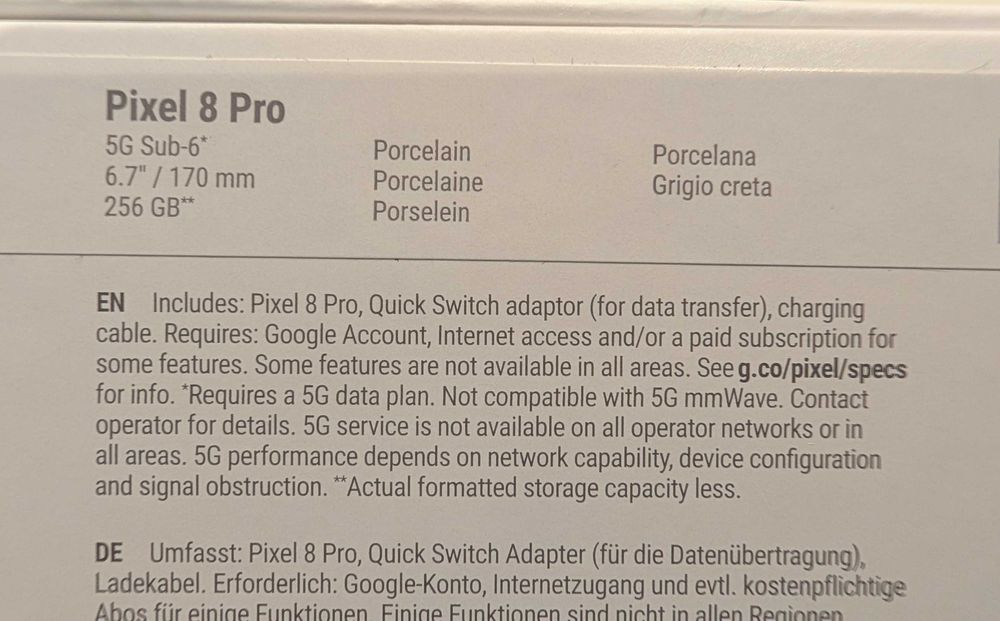 Google Pixel 8 Pro 256GB Porcelain 5G
