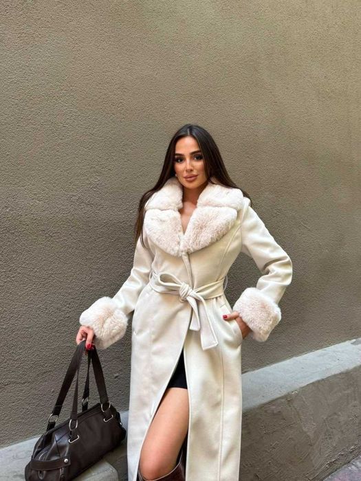 Дълго палто с пух