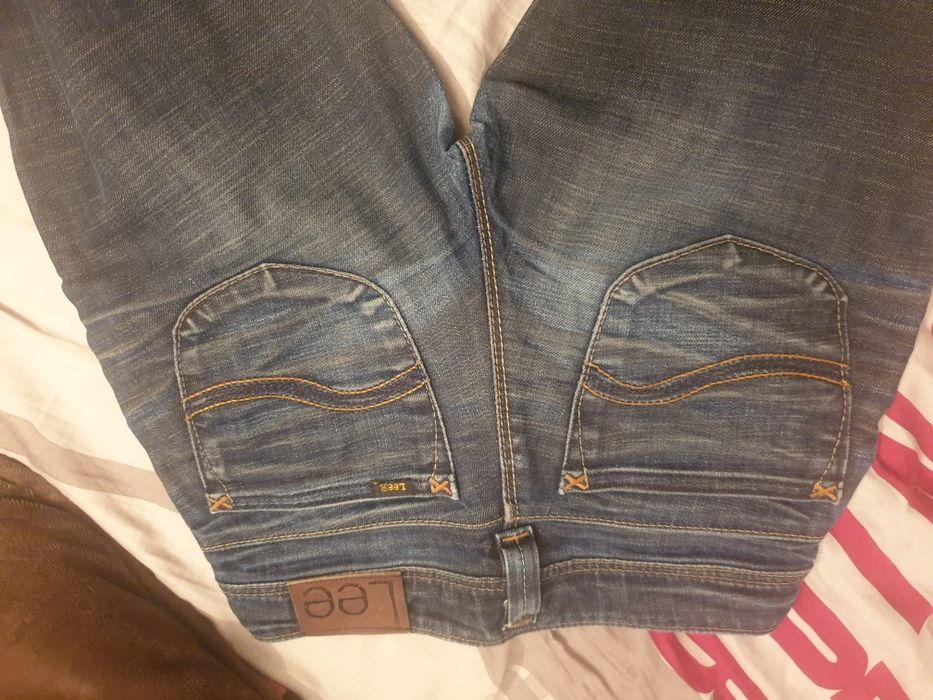 Дънки Lee, сини, 27/33, памук, оригинално състарени, тип чарлстън