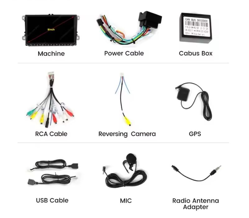 Navigatie Android 9 Inch Golf Passat Touran Tiguan Skoda Octavia Polo