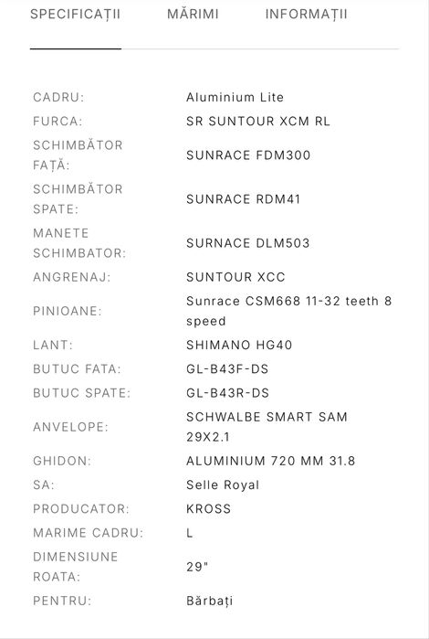 Bicileta Kross,29” cadru marime L