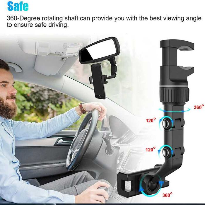 Стойка за телефон за огледало или сенник на автомобил, стойка за кола