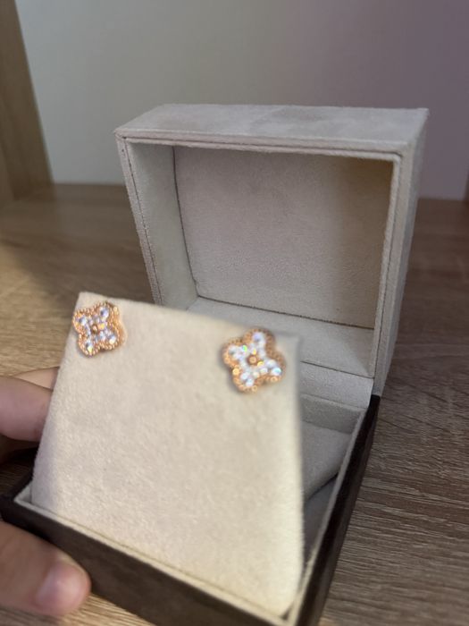 Cercei Arpels van cleef rose gold cu cristale