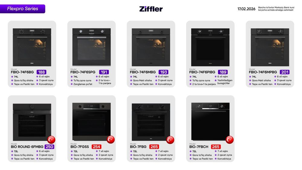 Духовые шкафы Ziffler техника со склада широкий ассортимент