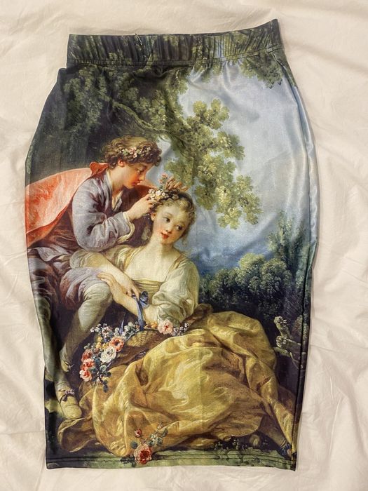 Fustă conică imprimeu Rococo