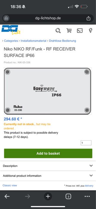 Modul Smart RF Profesional NIKO 05-336 IP66!