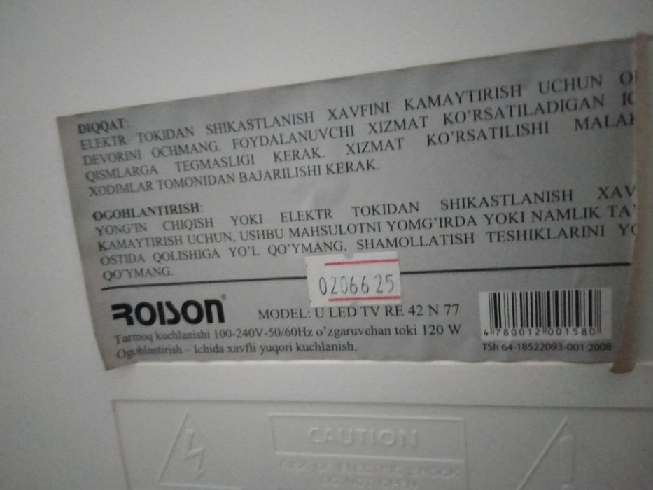 ROISON оригинал 43 талик телевизор сотилади. 350 000 сум