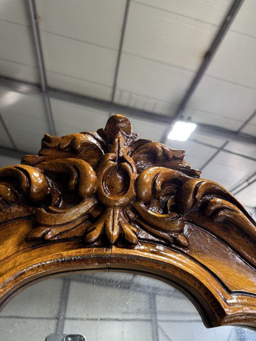 Consola din lemn masiv cu oglinda si blat marmura