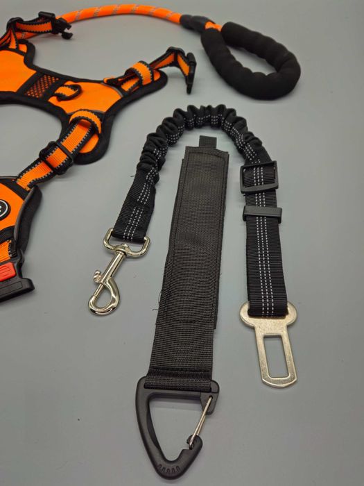 Нагръдник за куче No-Pull,оранжев, с комплект аксесоари за кола, M