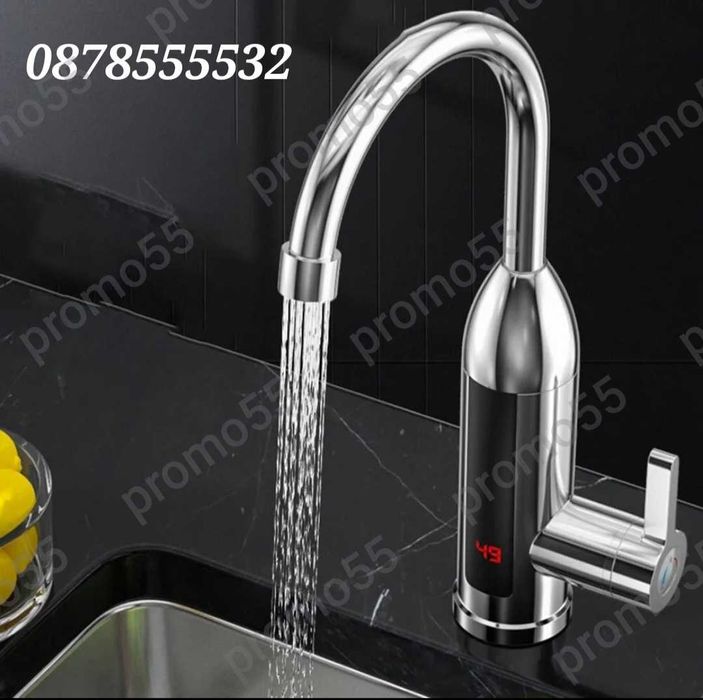 Проточен Нагревател за вода 3000W с дисплей Инокс