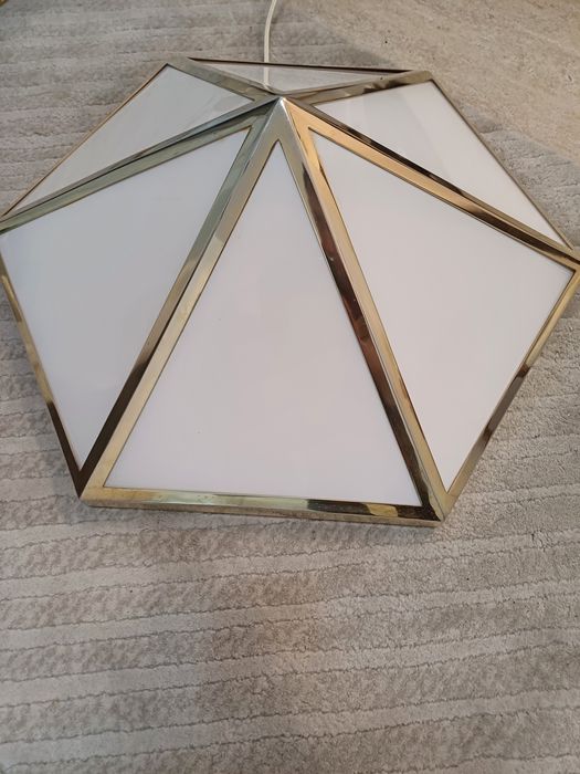 Accesoriu decor lumina vintage colectie alama opalina Austria 1960