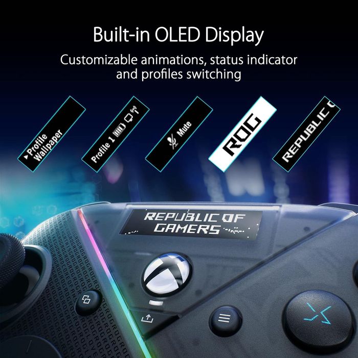 Controler Gaming ASUS ROG RAIKIRI PRO, Afisaj OLED,Conectivitate Tri-Mod, PC Si Xbox, Negru,sigilat