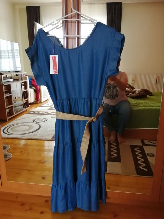 Rochie denim  cu mânecă scurta