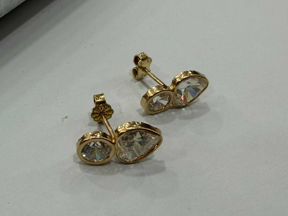 Златни дамски обеци с камъни - 3.00гр 14к