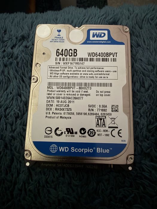 HDD Laptop WD Scorpio Blue 640GB SATA 2.5”