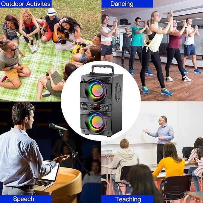 Преносим високоговорител SUPNIU с 60W мощен бас LED RGB и Bluetooth 5