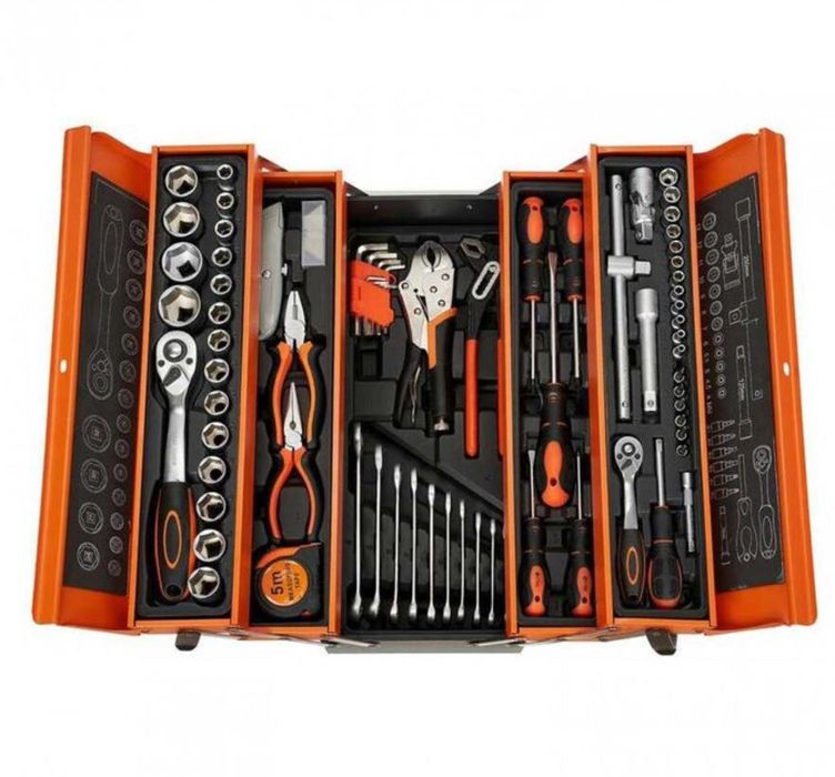 Trusa scule clichet/ Biti/ Chei la cutie metalica 85 piese