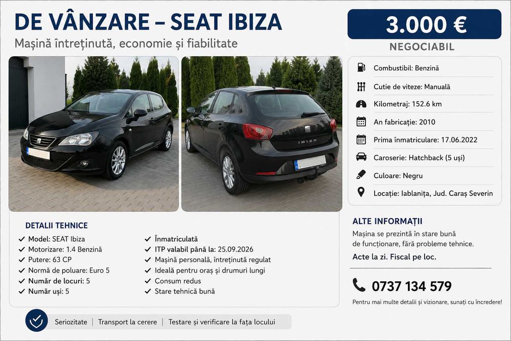 Vand masina Seat ibiza