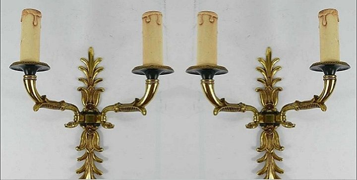 Eleganta pereche de aplice din bronz masiv in stilul francez Empire ,p