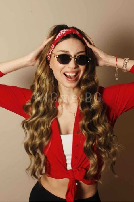 Дълга къдрава тъмноруса лейс фронт перука Лана