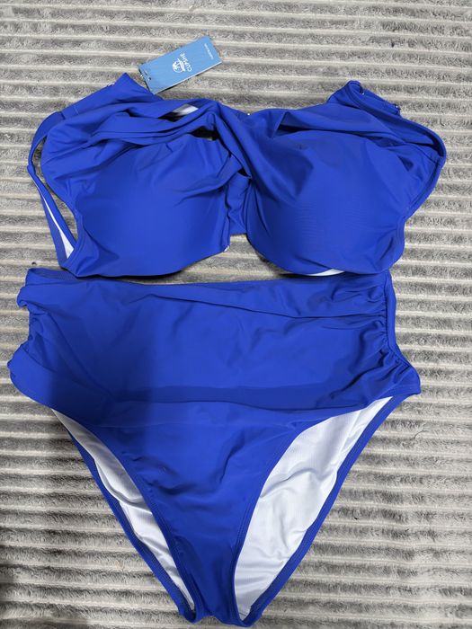 Costum de baie, din doua piese. Albastru. L.