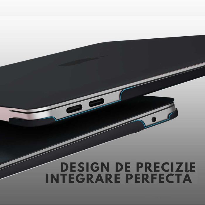 Husa  MacBook Air | PRO, Ventilatie Avansata, Ultra Slim, (2022-2026), Compatibila M2/M3/M4/M5, Modele A2681/A3113/A3240/A3449, Transparenta, Negru
