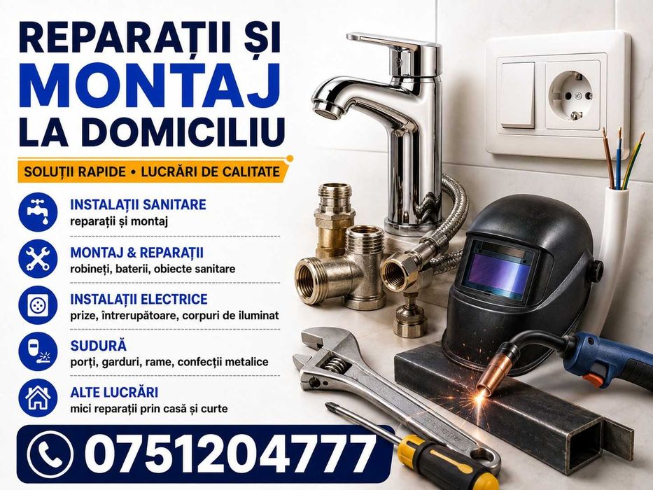 Ofer servicii de reparații și montaj la domiciliu pentru lucrări mici și medii
