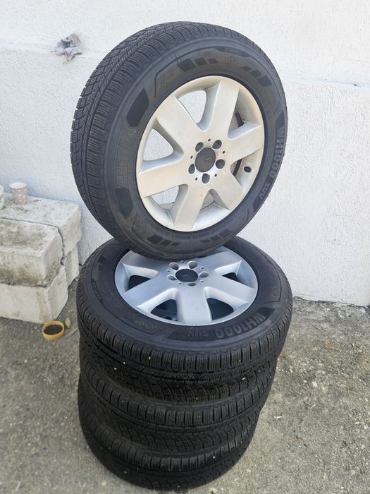 Set 4 Jante Aliaj Originale Mercedes 5x112 R17 + Anvelope Iarnă NOI 225/65 R17 Zeetex