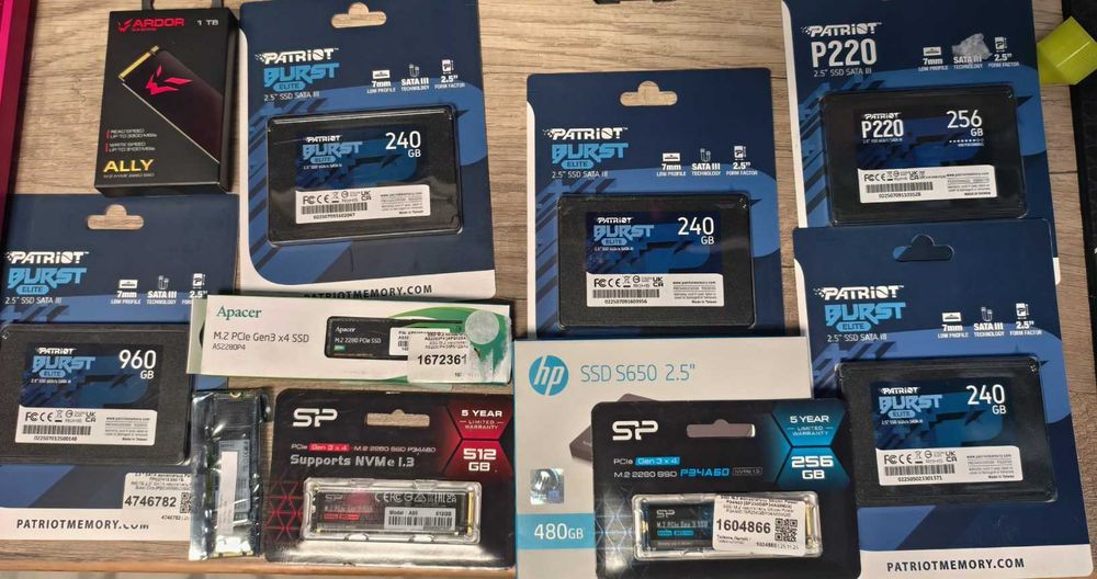 Новые SSD NVME SATA m2 2.5" 240гб, 256гб, 480гб, 512гб, 960гб, 1ТБ
