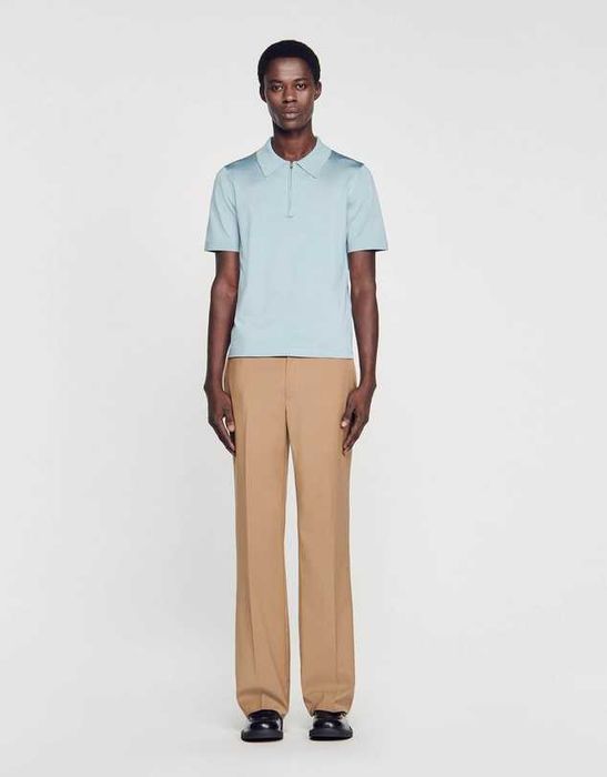 Sandro, Tricou polo cu mânecă scurtă Pablo Zip, Albastru, M