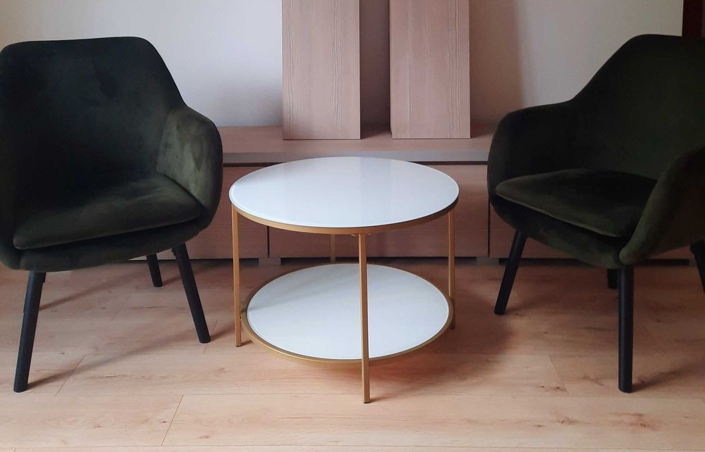 Masa cafea din sticla cu raft