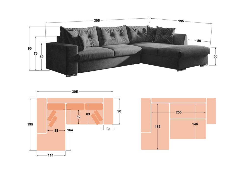 Диван ъглов с лежанка