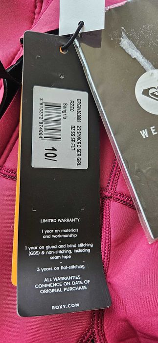 Чисто нов неопрен Roxy 2/2 Syncro girl, размер 10, Sangria