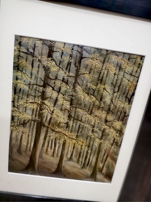 Картина импресионизъм масивна дървена рамка рефлексно стъкло паспарту