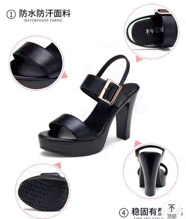 Босоножки черные на высоком каблуке/босоножка кора баланд каблук Китай