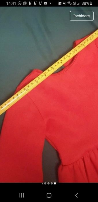 Rochita rosie,catifea subțire + gentuta,4-5 ani