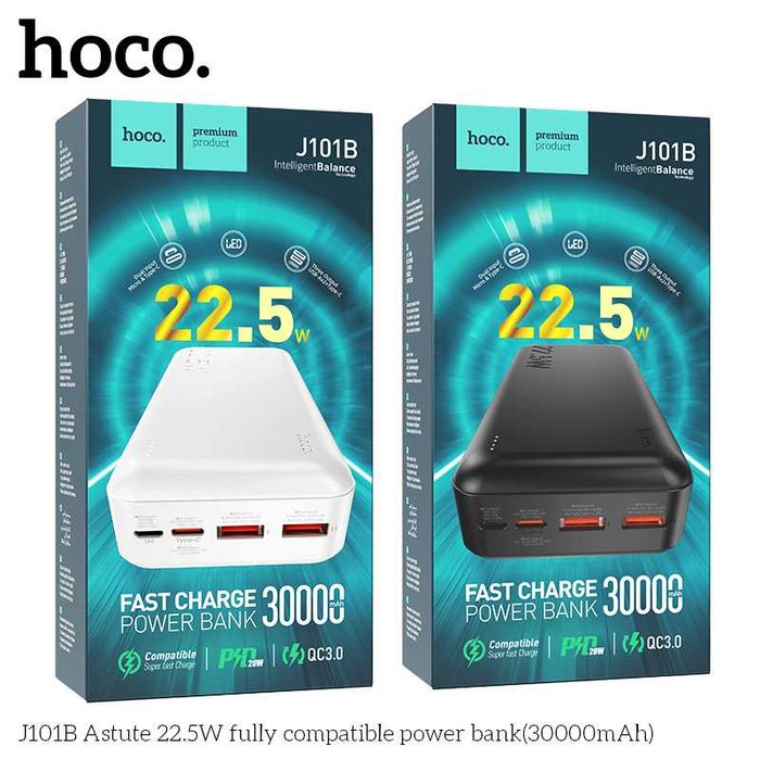 Hoco J101B Astute Power Bank 30000mAh Fast Charging 22.5W+PD20W QC3.0