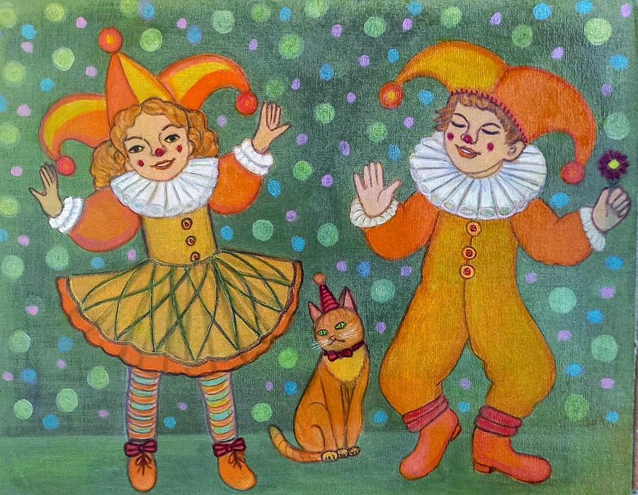 Tablou pentru copii pictat manual pe carton panzat 40x50 cm