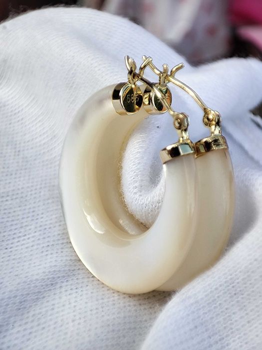 Cercei aur 14k Scoica Mother of Pearls Sidef Nacre Natural