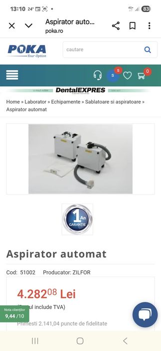Aspirator laborator tehnică dentară -nou-