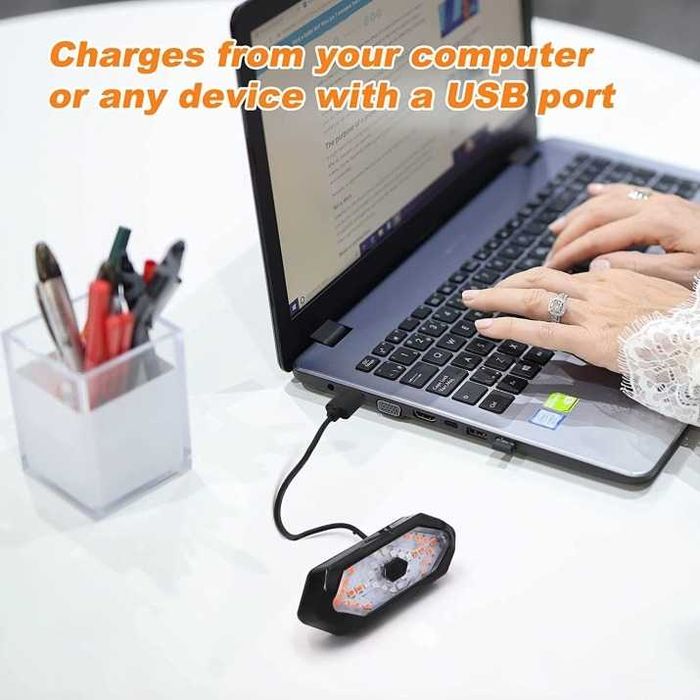 Комплект за велосипед задна LED светлина с мигачи и клаксон USB