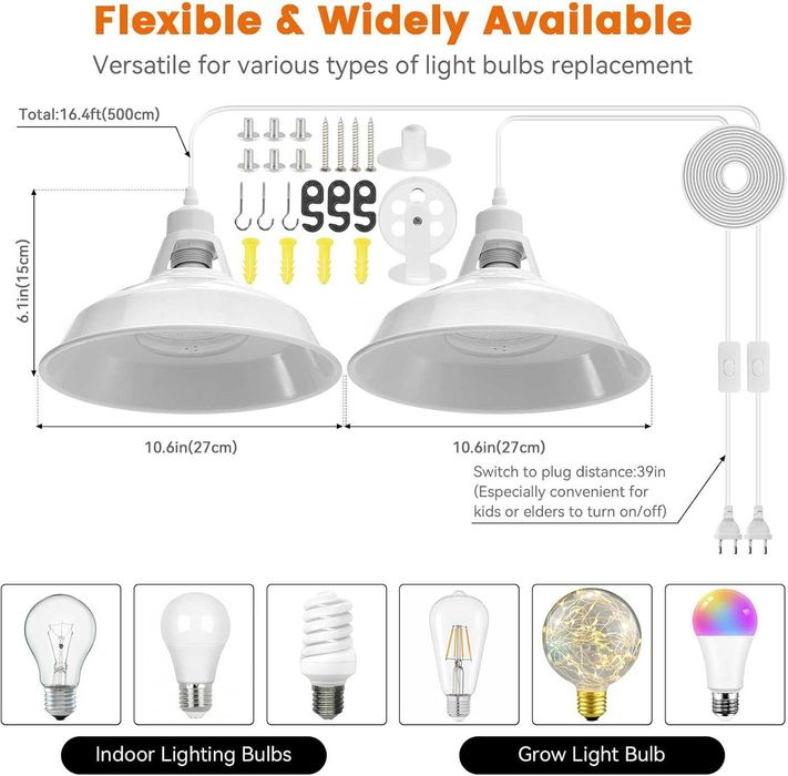 Lampa LED Grow 18W Full Spectrum, Kit Suspensie Reglabil, Metalica