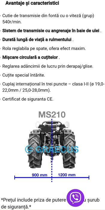 Freza noua rotativa pivotanta tractor sol pamant garanție piese stoc