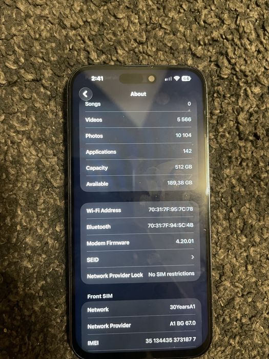 100% iPhone 14 PRO MAX 512gb с кутия и зарядно